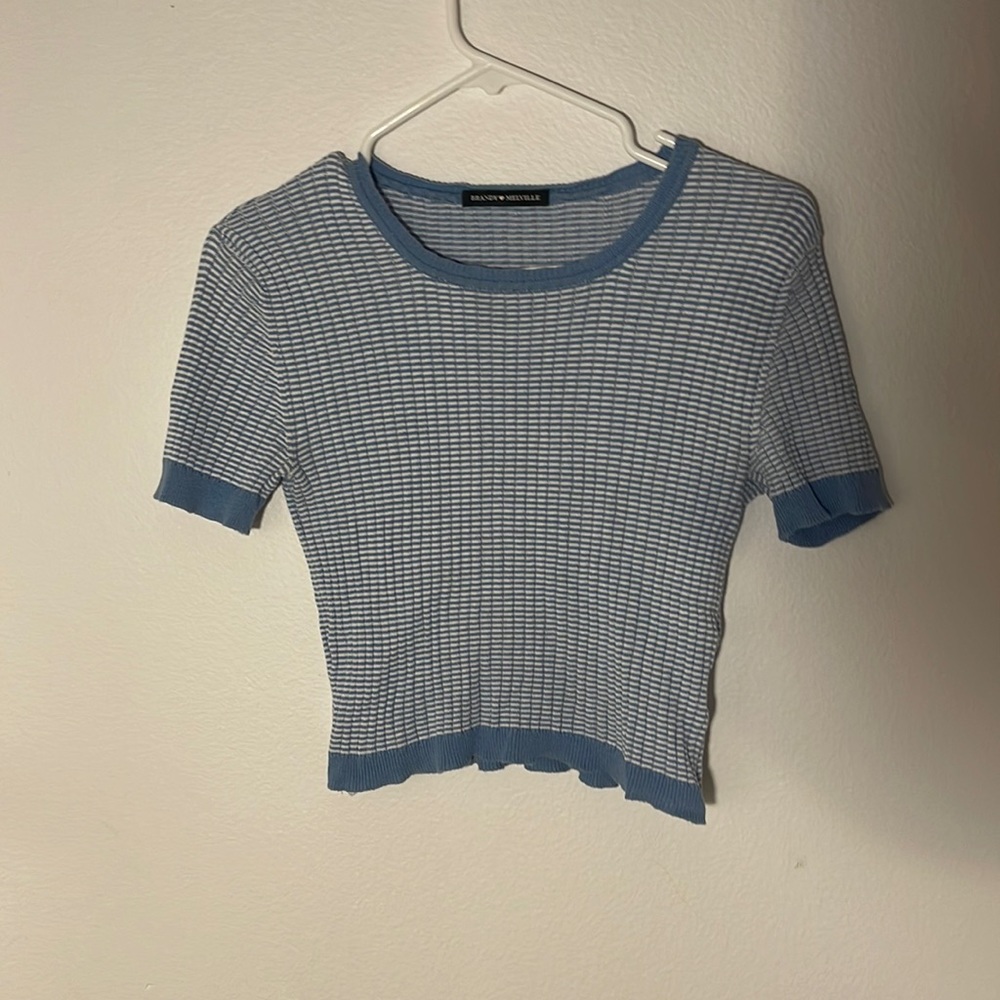 brandy Melville, striped blue and white knit T-shirt